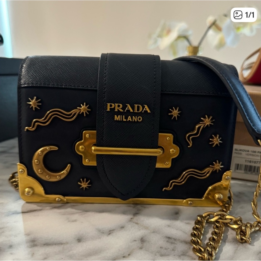 Prada navy and Gold Crossbody Bag